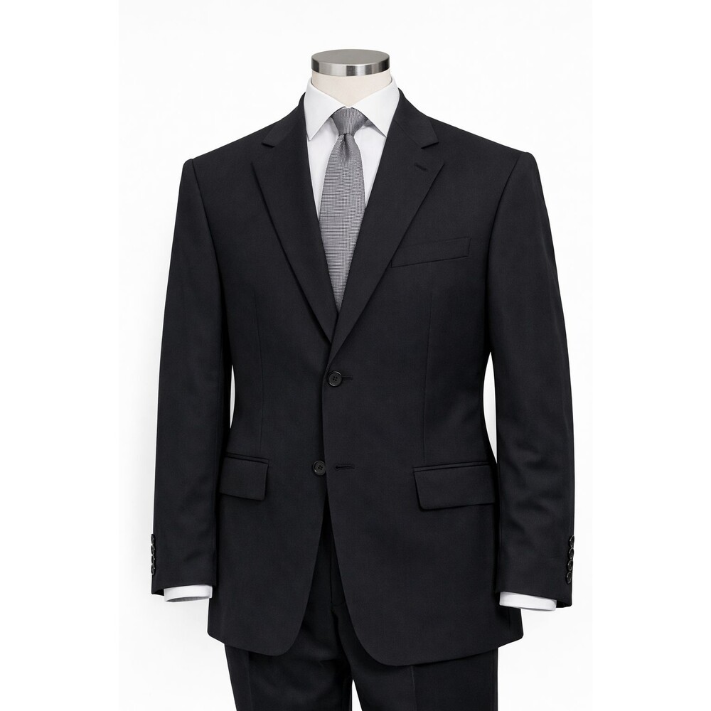 Size-Large Hugo Boss 100% Virgin Wool Blazer 40R Black 2 Button Mens Sport Coat